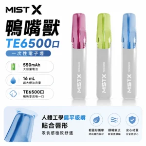 MISTX TE6500 鴨嘴獸 6500口一次性電子煙 | 16ml大油倉 550mAh電池 Type-C快充 |   鴨嘴造型吸嘴 10種口味 台灣現貨
