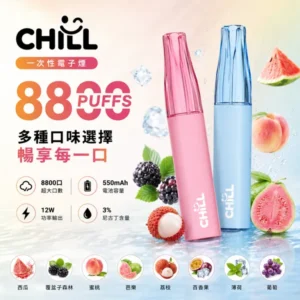CHILL 鴨嘴獸 8800口一次性電子煙|8ml大容量 陶瓷霧化芯 12W穩定輸出 人體工學鴨嘴吸嘴 10種口味現貨