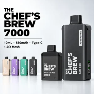CHEF’ BREW 廚師佳釀 7000口一次性電子煙｜3ml防漏磁吸煙彈 400mAh Type-C恆壓快充 買2盒煙彈送主機 7種口味現貨